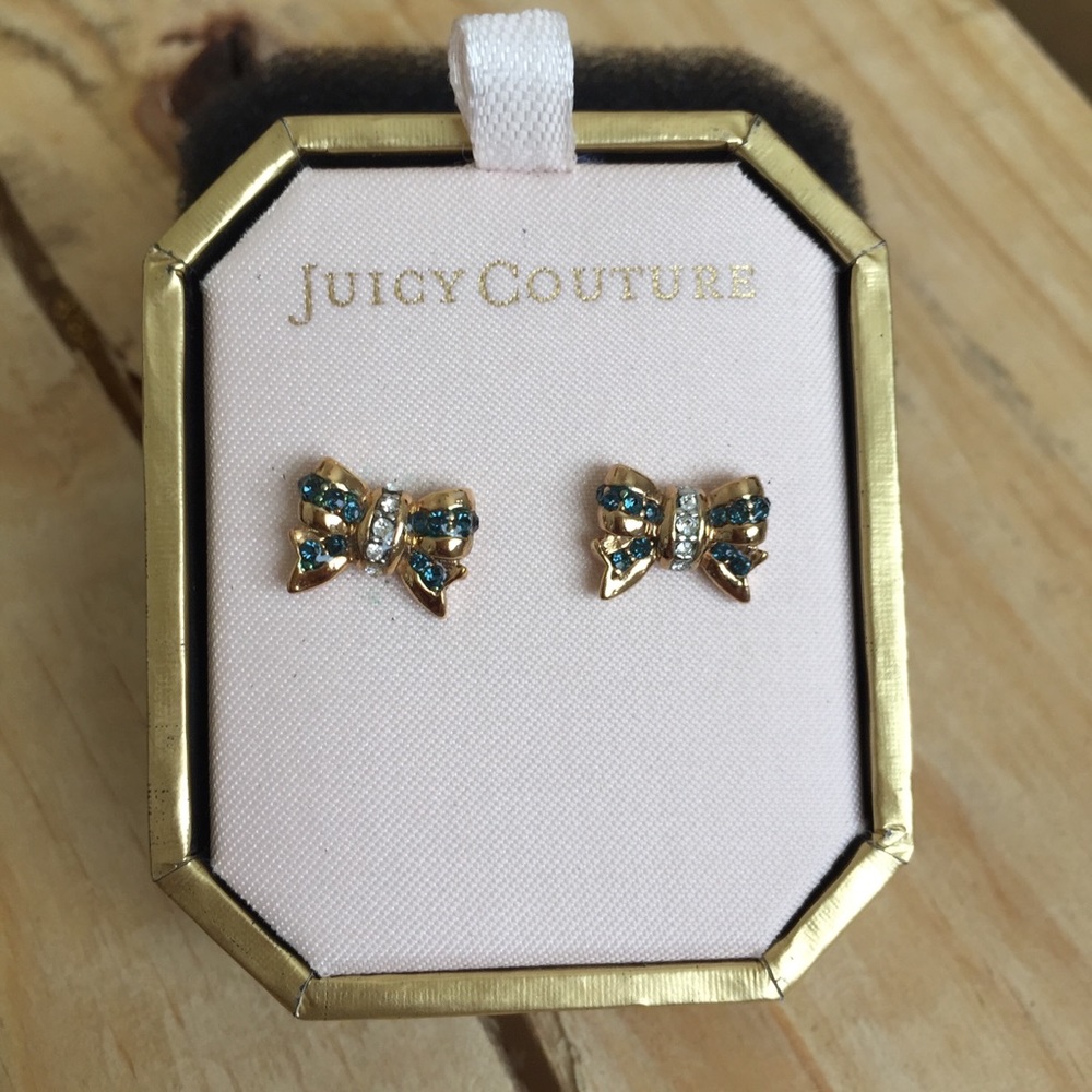 Juicy Couture Green & Gold Bow Stud Earrings
